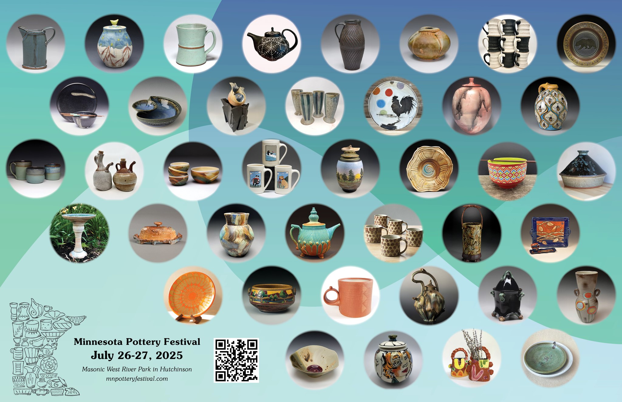 2025 minnesota pottery festival photo grid of 40 potters from 10 states
